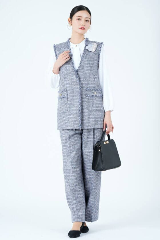 UNITED ARROWS green label relaxing
ツイードライクジレ×ブルーパンツスーツセット