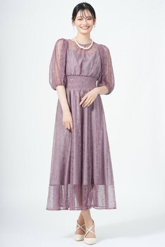 JILLSTUART
スパンコール混レースモーブドレス
